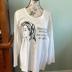 Women's White Graphic Long Sleeve Top